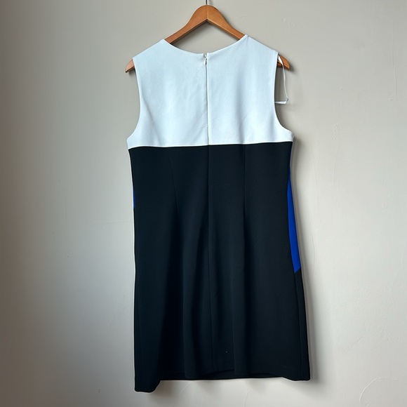 VINCE CAMUTO blue, black, and white color block shift dress size 14 - Picture 5 of 5